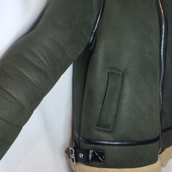 Moon River Ladies Sherpa Jacket Hunter Green Adjustable sides Women's S… - Picture 6 of 13